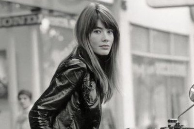 Françoise Hardy, French Actress and Singer, Riding a Honda CB750 4 Cyl Motorcycle in 1969.