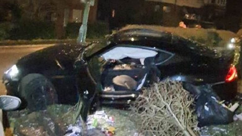 Pictured: Devastation caused by celebrity ex-racing driver Billy Monger after he crashed his high-speed Toyota sports car - seven years after losing his legs in teenage smash