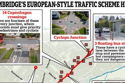 The city at mercy of European-style traffic scheme hell: Cambridge has 14 Copenhagen crossings, two Cyclops junctions AND a roundabout with 31 traffic lights...it's no wonder drivers are at the end of their tether