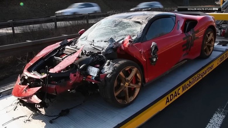 Ferrari test drive ends in disaster as DJ buyer crashes £364,000 supercar on German autobahn - with its owner sitting next to him