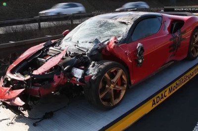 Ferrari test drive ends in disaster as DJ buyer crashes £364,000 supercar on German autobahn - with its owner sitting next to him