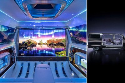 Mercedes previews Vision V electric limo with a 65-inch telly and karaoke bar mode