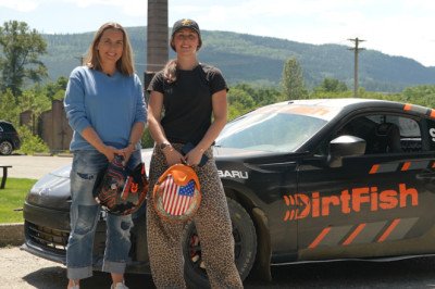 Lia Block sends Claire Williams sideways in a rally car