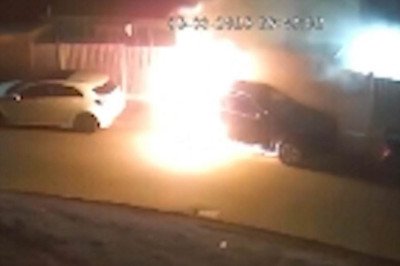 Moment £50,000 electric Mercedes EQA explodes after suspected battery fault - destroying two other cars parked nearby