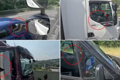 Caught in the act! Undercover police lorry snaps over 100 reckless motorists in one day using their phones, rolling cigarettes and not wearing seatbelts while driving