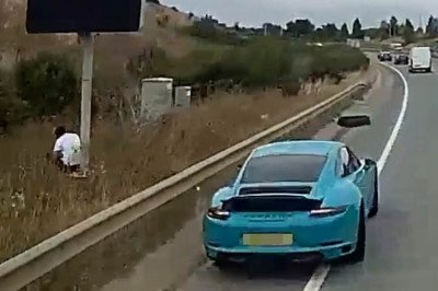 Wannabe fraudster, 33, who tried to claim £74,000 after lorry smashed into his Porsche is caught out... because dashcam snapped him 'hiding in bushes' 